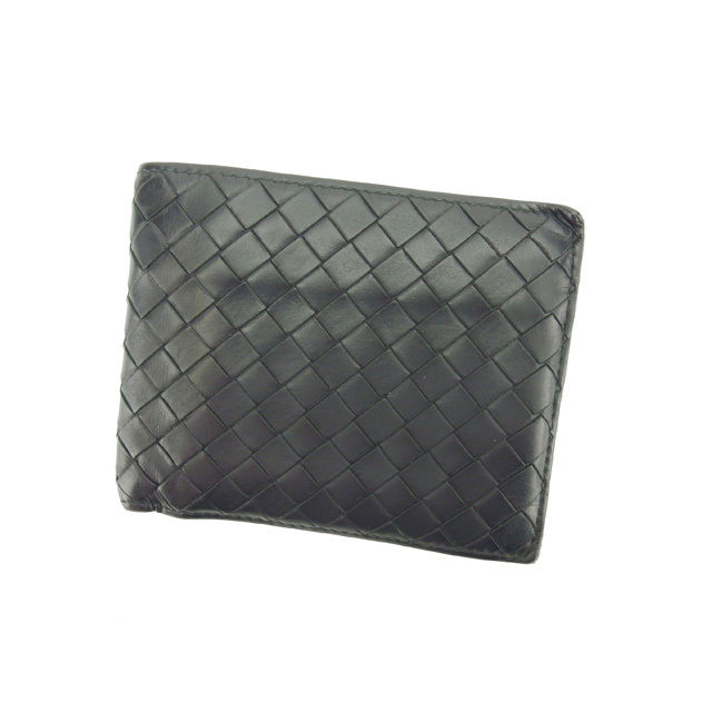 【Fashion Special Fair★24％OFFクーポン】ボッテガ ヴェネタ 二つ折り財布 イントレチャート ブラック BOTTEGA VENETA 【ボッテガ・ヴェネタ】 t13675s 【中古】 ブランド ハイブランド ヴィンテージ 送料無料