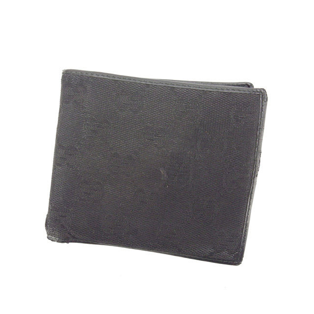 【百貨店SALE★最大限度50％OFF】グッチ 二つ折り紙入れ ＧＧ帆布 黒いこと GUCCI 【グッチ】 t15431s 【中古】 ブランド名 ご機嫌ブランド名 ヴィンテージ 貨物輸送無料
