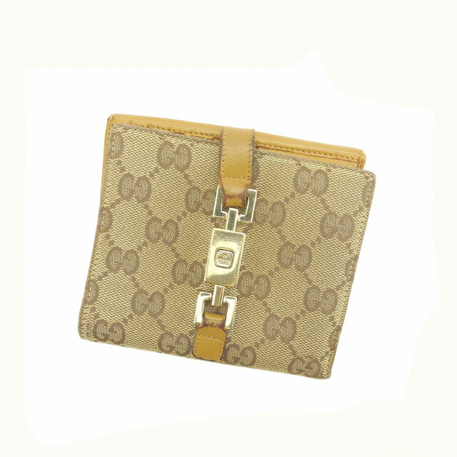 【美品】GUCCI グッチ　GGキャンバス ジャッキー金具 二つ折財布　ブラウン GUCCI - 【美品】GUCCI グッチ GGキャンバス ジャッキー金具 二
