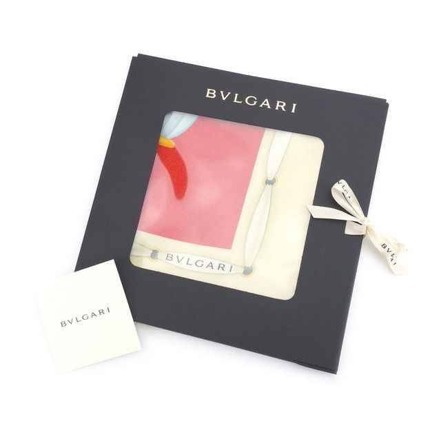 【お買い物マラソン★30%OFFクーポン】ブルガリ BVLGARI スカーフ 大判サイズ レディース レッド×ベージュ系 【ブルガリ】 T12544 【中古】 ブランド ハイブランド ヴィンテージ 送料無料|ブランドデポ TOKYO