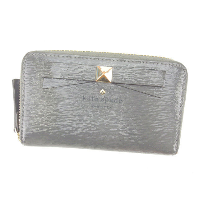 【Fashion Special Fair★24％OFFクーポン】ケイト スペード 中長財布 ラウンドファスナー リボンモチーフ グレー×ゴールド kate spade 【ケイト・スペード】 t13343s 【中古】 ブランド ハイブランド ヴィンテージ 送料無料 12,486円