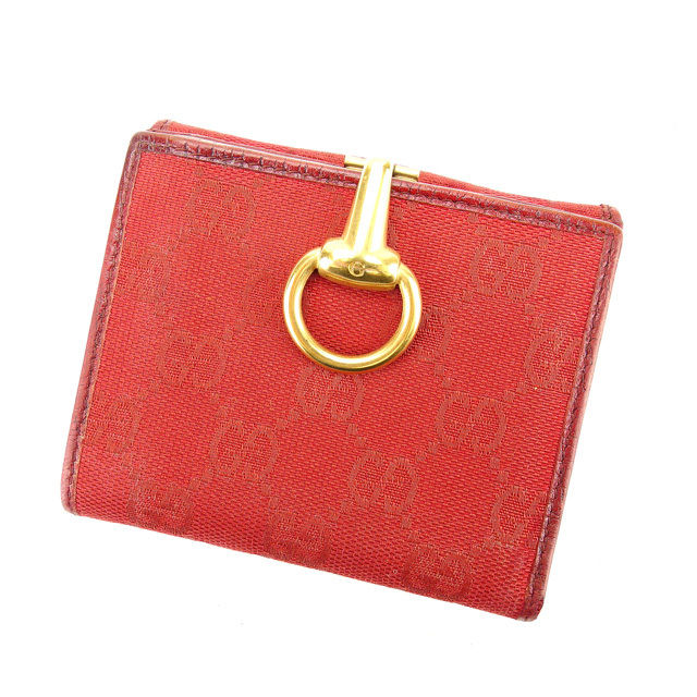 【お買い物マラソン★30%OFFクーポン】グッチ Wホック財布 二つ折り財布 GGキャンバス レッド×ゴールド GUCCI ホックサイフ ホック財布 財布 サイフ財布 ユニセックス 小物 【グッチ】 T10836 【中古】 ブランド ハイブランド ヴィンテージ 送料無料|ブランドデポ TOKYO