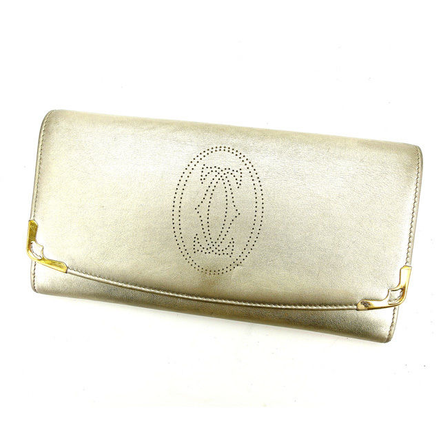【Fashion Special Fair★28％OFF引き換え証】【中古】 カルティエ Cartier ジッパー長札入れ さいふ 二つ折り札入れ さいふ レディース ゴールド なめし革 (相応う)一般受け T11219 ! ブランド名 ご機嫌ブランド名 ヴィンテージ 貨物輸送無料 財布・ケース-バッグ・小物・ブランド雑貨