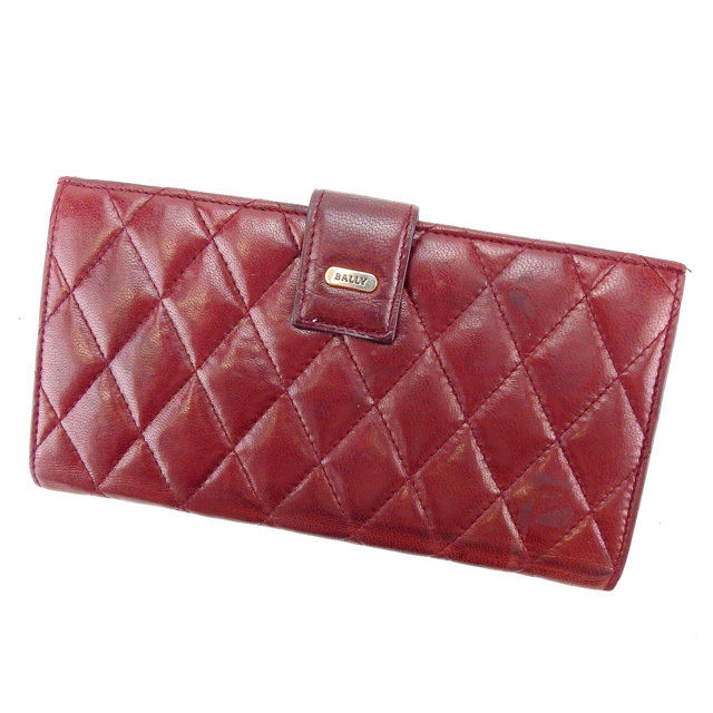 【Fashion Special Fair★24％OFFクーポン】バリー 長財布 がま口 キルティング ボルドー×ゴールド BALLY 【バリー】 t11849s 【中古】 ブランド ハイブランド ヴィンテージ 送料無料