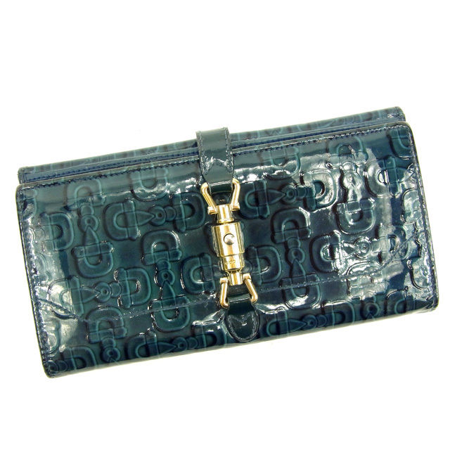 【お買い物マラソン★30％OFFクーポン】グッチ 長財布 Wホック ホースビット グリーン エナメルレザー Ｇｕｃｃｉ 【グッチ】 t12523s 【中古】 ブランド ハイブランド ヴィンテージ 送料無料