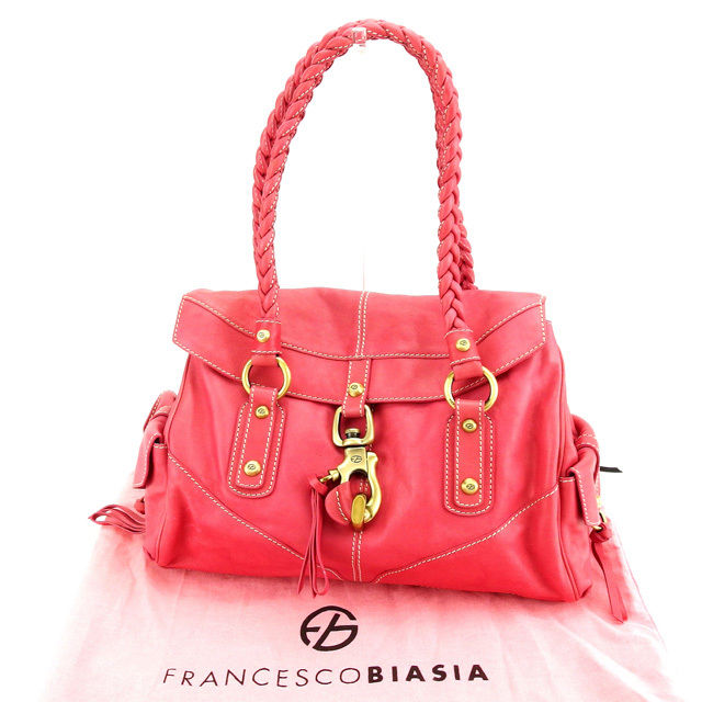 【新生活応援★29％OFFクーポン】フランチェスコビアジア ショルダーバッグ バック ワンショルダー ピンク レザー ＦＲＡＮＣＥＳＣＯ ＢＩＡＳＩＡ 【フランチェスコビアジア】 t16410s 【中古】 ブランド ハイブランド ヴィンテージ 送料無料
