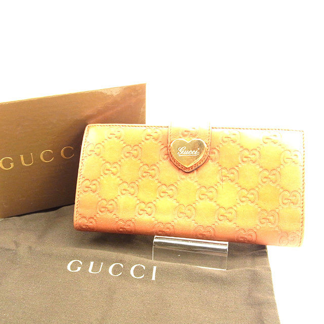 【お買い物マラソン★30％OFFクーポン】グッチ 長財布 Wホック グッチシマ オレンジ レザー Ｇｕｃｃｉ 【グッチ】 t13673s 【中古】 ブランド ハイブランド ヴィンテージ 送料無料