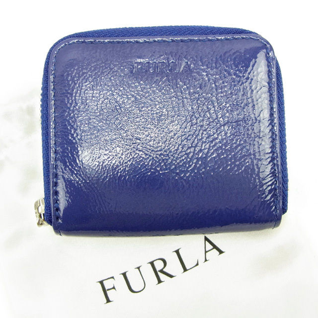 【百貨店SALE★最大限度50％OFF】フルラ FURLA コインケース 入れもの メンズ可 青み 専売特許なめし革 【フルラ】 T13049 【中古】 ブランド名 ご機嫌ブランド名 ヴィンテージ 貨物輸送無料