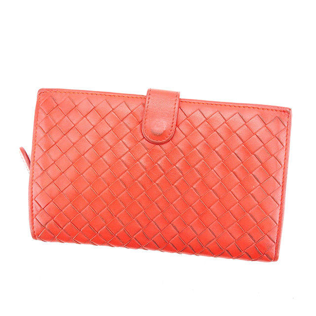 【Fashion Special Fair★28％OFF引き換え証】ボッテガ ヴェネタ 長札入れ ブランド名札入れ さいふ ラウンドジッパー 赤いことオレンジ色 なめし革 イントレチャート t12728 【中古】 ブランド名 ご機嫌ブランド名 ヴィンテージ 貨物輸送無料 バッグ・小物・ブランド雑貨-レディース財布-財布・ケース