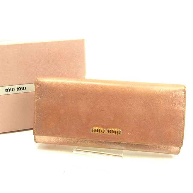 ミュウミュウmiumiu リボン モチーフ ラウンド ファスナー 長財布 miu ミュウミュウ MIUMIU リボン ラウンドファスナー長財布