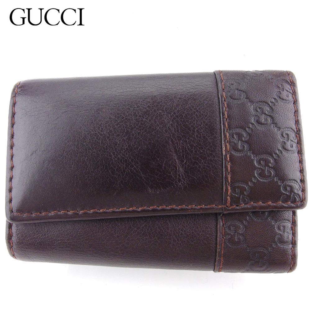 送料無料 中古 グッチ キーケース 6連キーケース レディース メンズ グッチシマ ブラウン シルバー レザー Gucci グッチ T126 Melillimona Com