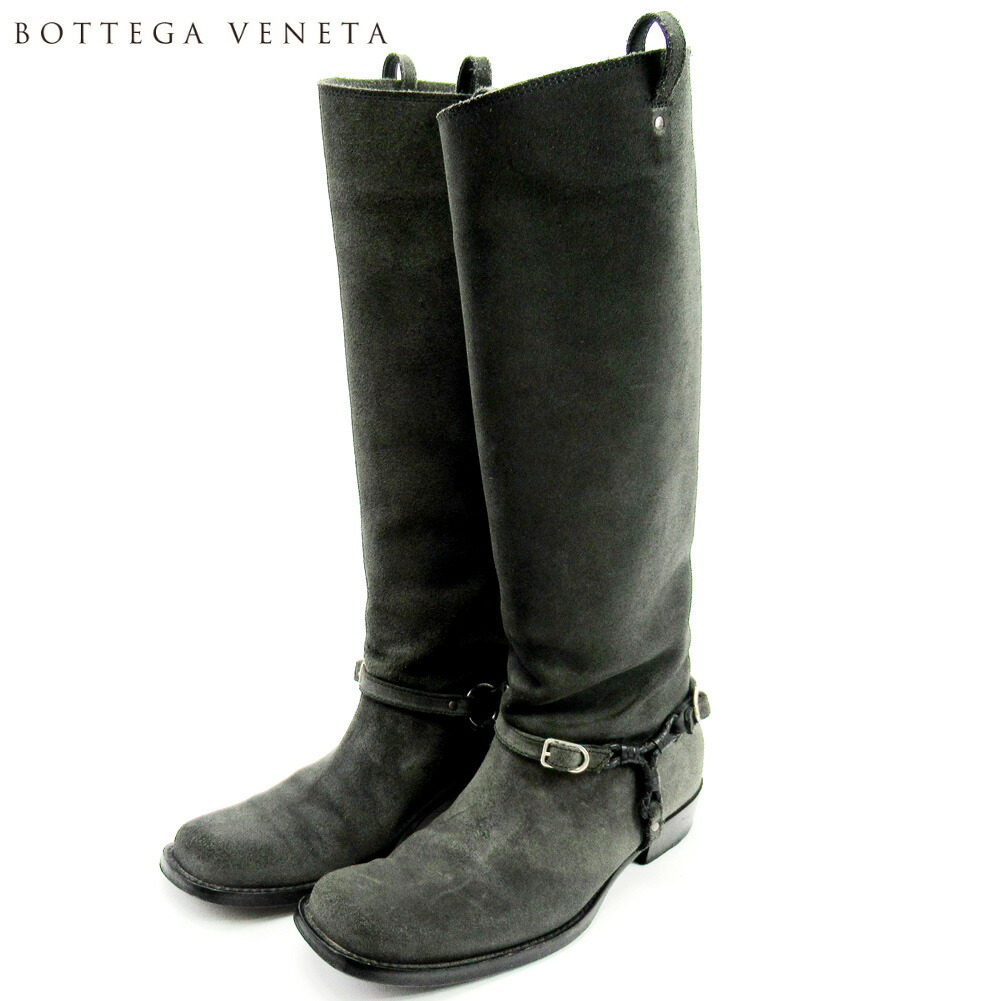 【Fashion Special Fair★29％OFFクーポン】ボッテガ ヴェネタ BOTTEGA VENETA ブーツ シューズ 靴 レディース #38ハーフ グレー 灰色 スエード×レザー 【ボッテガ・ヴェネタ】 C3583 【中古】 ブランド ハイブランド ヴィンテージ 送料無料