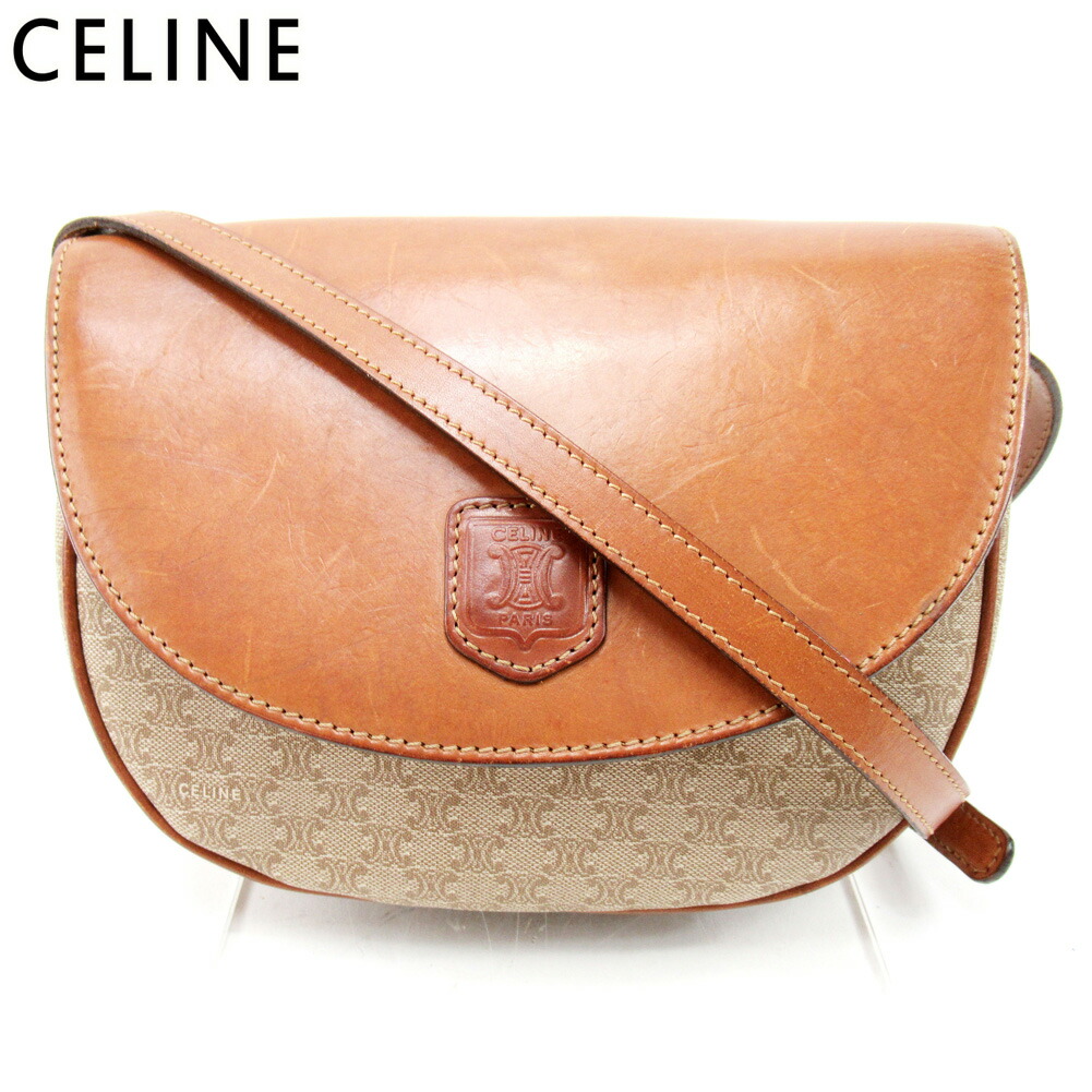 中古 セリーヌ ショルダーバッグ シャネル ピアス Celine フェンディ 斜めがけショルダー マカダム ベージュ Pvc レザー Celine T ブランドデポ Tokyoショルダーバッグ 斜めがけショルダー マカダム レディース