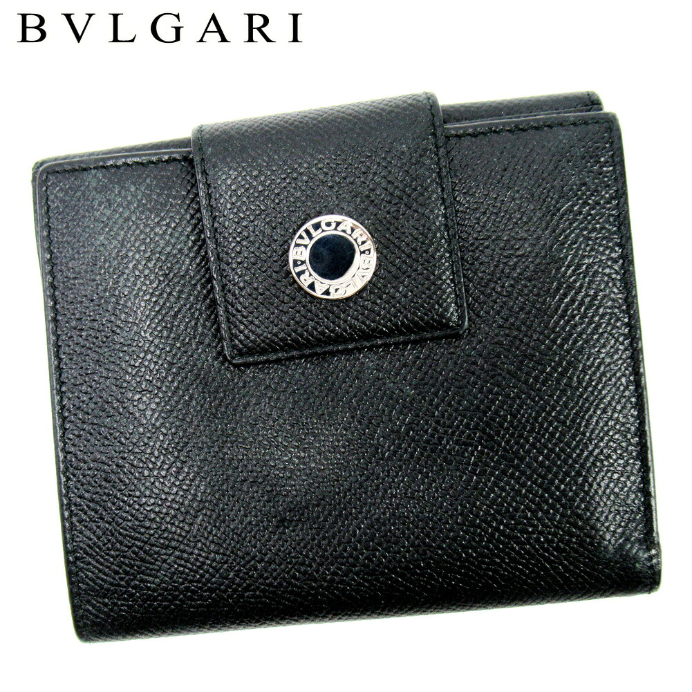 【お買い物マラソン★30％OFFクーポン】ブルガリ Wホック 財布 二つ折り 財布 ブルガリブルガリ ブラック レザー BVLGARI 【ブルガリ】 t10161s 【中古】 ブランド ハイブランド ヴィンテージ 送料無料