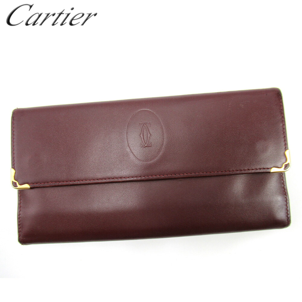 【Fashion Special Fair★24％OFFクーポン】カルティエ がま口 財布 長財布 レディース メンズ マストライン ボルドー レザー Ｃａｒｔｉｅｒ 【カルティエ】 t16736s 【中古】 ブランド ハイブランド ヴィンテージ 送料無料
