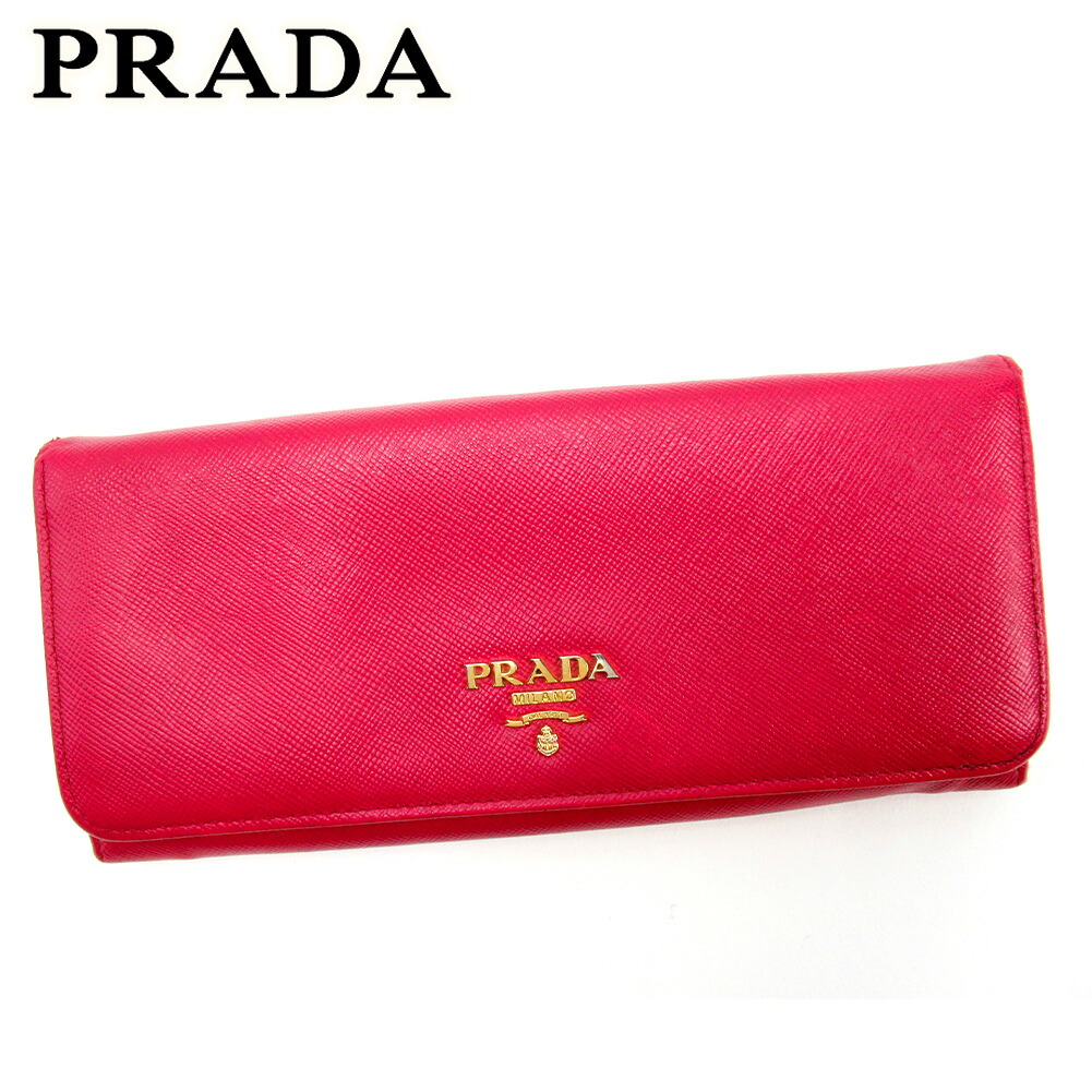 【百貨店SALE★最大限度50％OFF】プラダ 長紙入れ ジッパー付き添い人 長紙入れ レディース サクラ色 なめし革 PRADA 【プラダ】 t16749s 【中古】 ブランド名 ご機嫌ブランド名 ヴィンテージ 貨物輸送無料