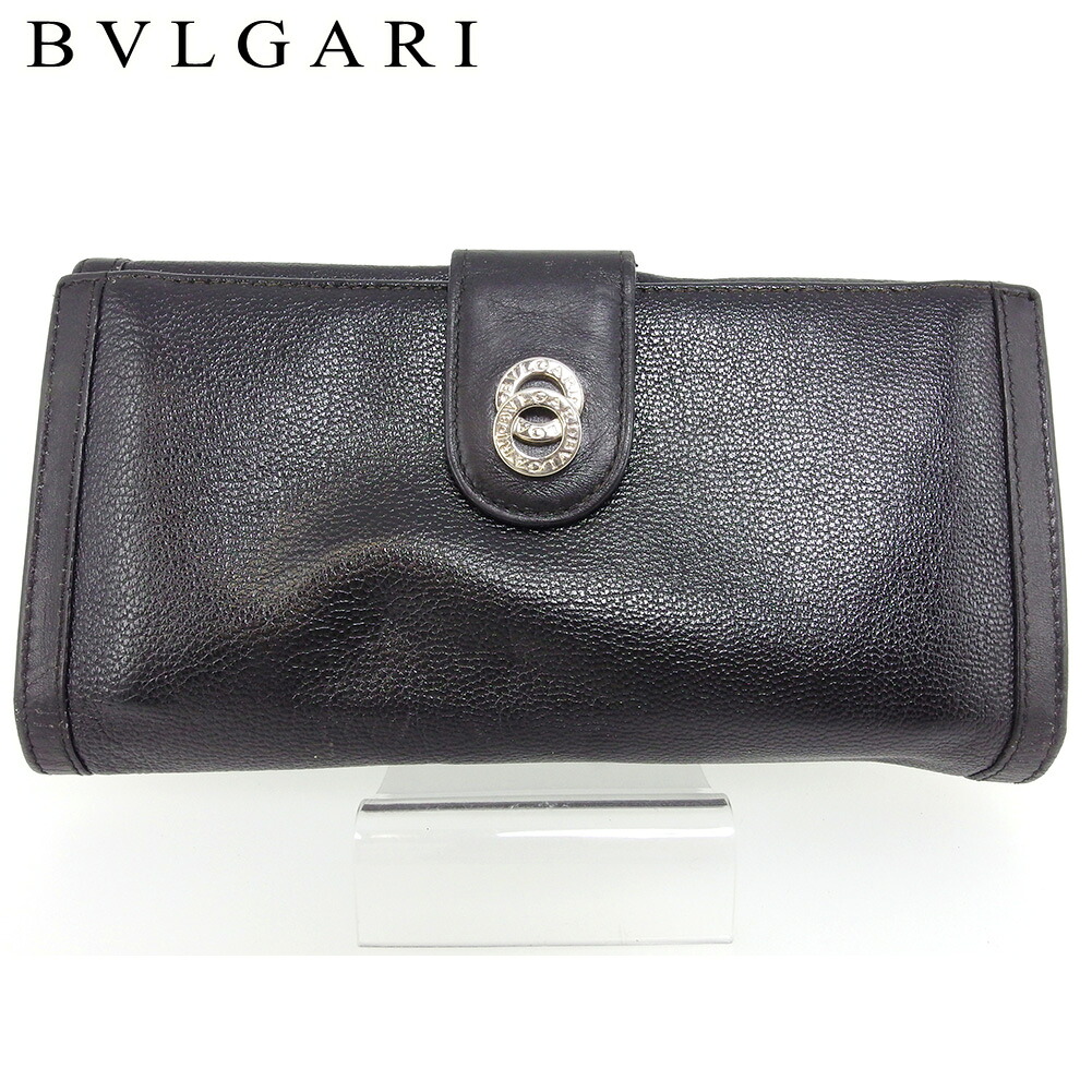 【お買い出しマラソン★30％OFF引き換え証】ブル小峡谷 長札入れ W引っ掛かり 札入れ レディース メンズ ドッピオトンド 黒いこと しろがね色 パープル なめし革 BVLGARI 【ブル小峡谷】 t16954s 【中古】 ブランド名 ご機嫌ブランド名 ヴィンテージ 貨物輸送無料 財布・ケース-レディース財布