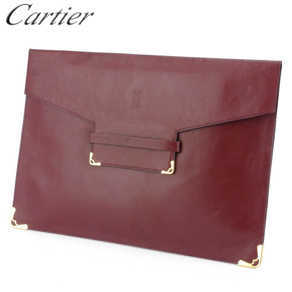 カルティエ　クラッチバッグ　ボルドー　美品 美品 Cartier カルティエ クラッチバッグ セカンドバッグ