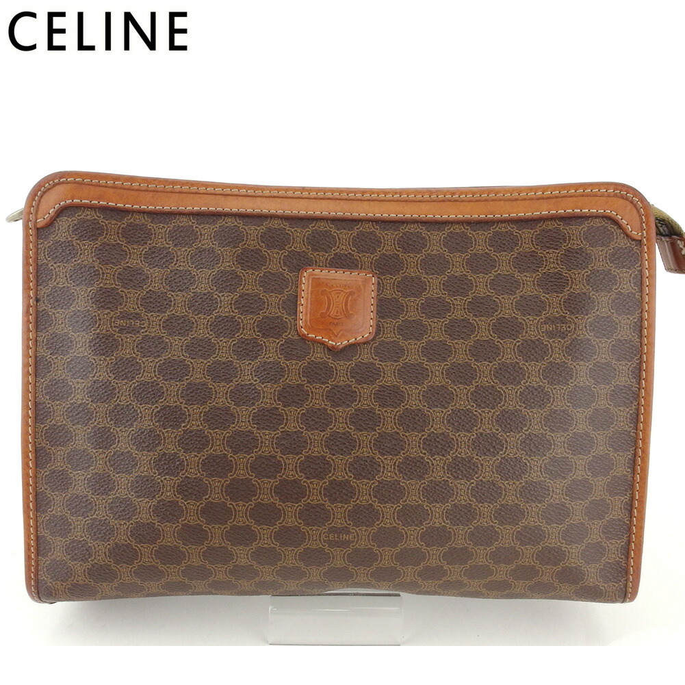 人気特価激安 P10倍 中古 セリーヌ クラッチバッグ バック セカンドバッグ バック バッグ バック レディース メンズ マカダム ブラウン ベージュ ゴールド Pvc レザー Celine セリーヌ T ブランドデポ Tokyo 即納最大半額 Costeira Adv Br