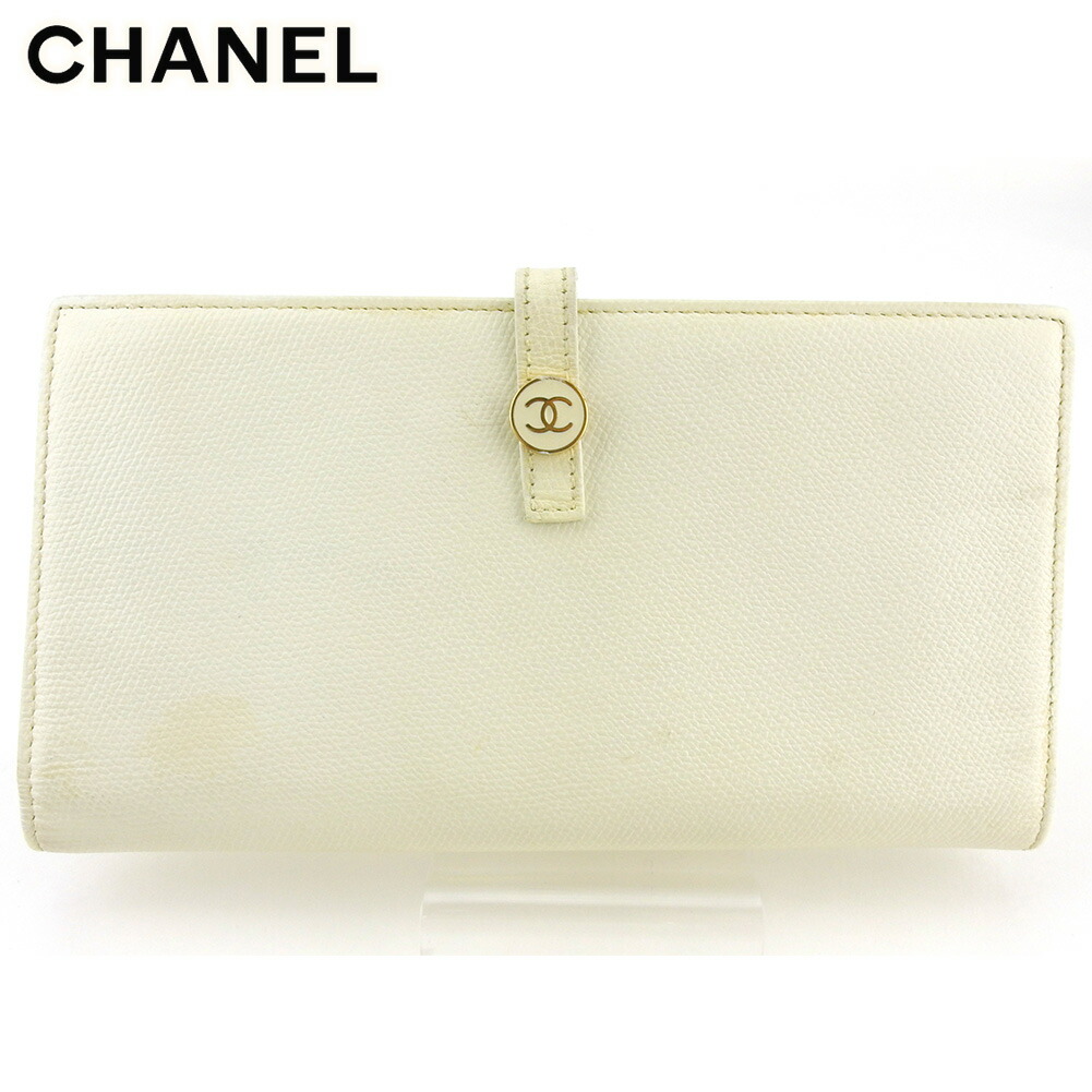 【雨季得SALE★21％OFFクーポン券】シャネル 長紙入れ ブランド名紙入れ さいふ W引っかかり 紙入れ レディース 逃げ口 夏 科目 白いこと 白 ゴールド 年寄りのシャネル なめし革 ココボタン 貨物輸送無料 【中古】 t17276 ブランド名 ご機嫌ブランド名 ヴィンテージ 貨物輸送無料