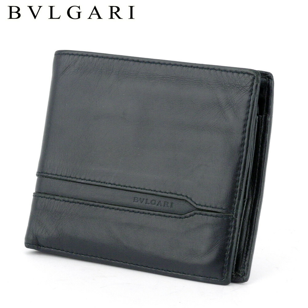 【Fashion Special Fair★24％OFFクーポン】ブルガリ 二つ折り 財布 オクト ブラック ネイビー レザー BVLGARI 【ブルガリ】 t17447s 【中古】 ブランド ハイブランド ヴィンテージ 送料無料 15,841円