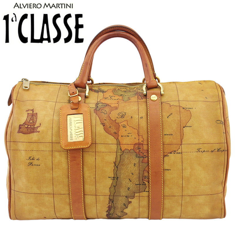 楽天市場】【中古】本物美品プリマクラッセ世界地図柄のボストンバッグ