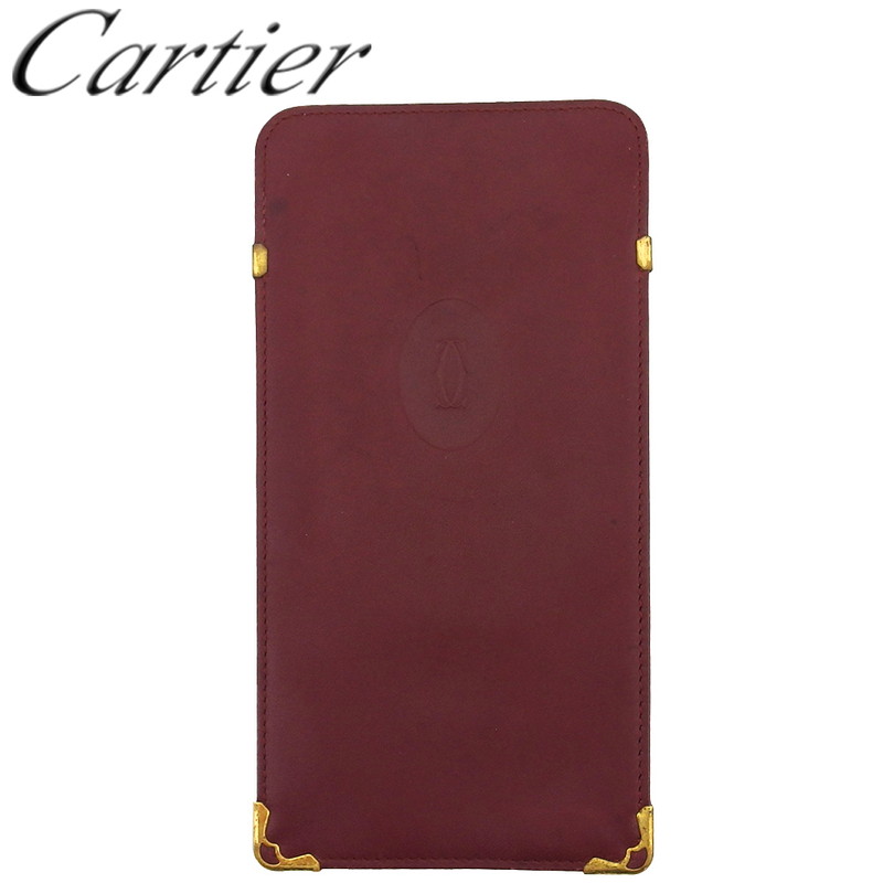 【雨季得SALE★21％OFF引き換え証】【中古】 カルティエ 眼鏡入れもの 黒眼鏡入れもの レディース 帆柱生産ライン ボルドーワイン×ゴールド なめし革 Cartier I684 ブランド名 御機嫌ブランド名 ヴィンテージ 貨物輸送無料