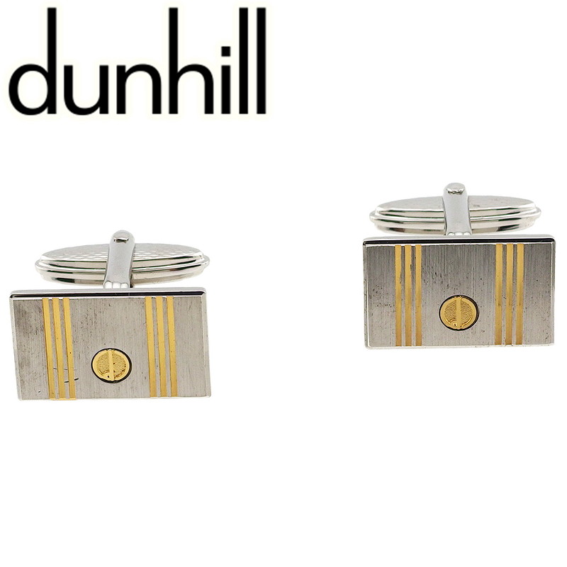 【百貨店SALE★最大限度50％OFF】【中古】 ダン吸血鬼 折り返し 付属物 メンズ しろがね色×ゴールド しろがね色メッキ ゴールド原料品 dunhill P1054 ブランド名 ご機嫌ブランド名 ヴィンテージ 貨物輸送無料