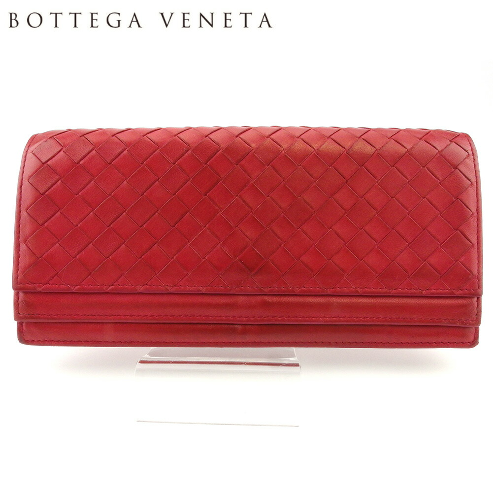 安心の定価販売 中古 ボッテガ ヴェネタ 長財布 ファスナー付き 財布 レディース Wフラップ イントレチャート レッド ピンク ゴールド レザー Bottega Veneta ボッテガ ヴェネタ E1542 メール便なら送料無料 Www Papermoney World Com