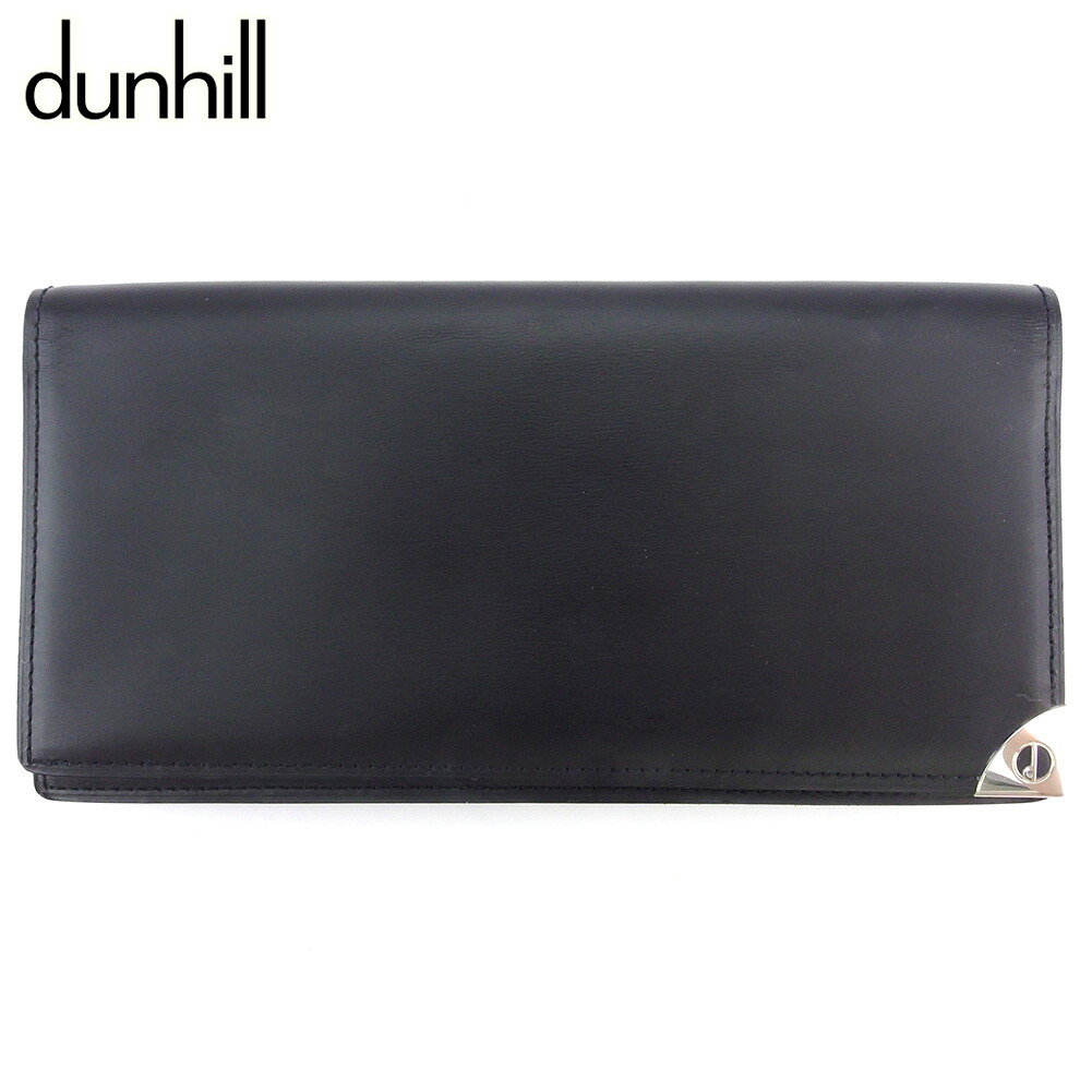 【百貨店SALE★最大限度50％OFF】ダン吸血鬼 長紙入れ 紙入れ メンズ 英国の首都表現スタイル 黒いこと しろがね色 なめし革 dunhill 【ダン吸血鬼】 f1676s 【中古】 ブランド名 ご機嫌ブランド名 ヴィンテージ 貨物輸送無料