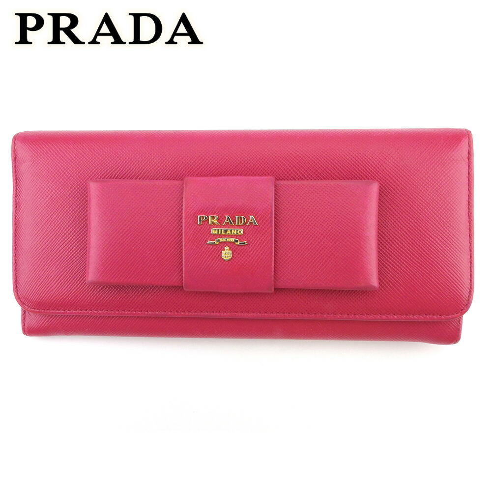 PRADA 長財布　ピンク PRADA プラダ 長財布 リボンZIP長財布 ピンク サフィアーノ
