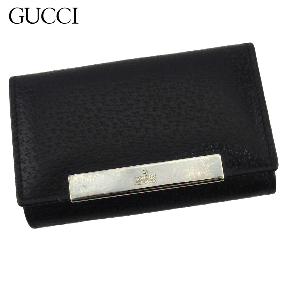 【新生活応援★29％OFFクーポン】グッチ キーケース 6連キーケース メンズ ロゴプレート ブラック シルバー レザー GUCCI t18721s 【中古】 ブランド ハイブランド ヴィンテージ 送料無料 22,891円