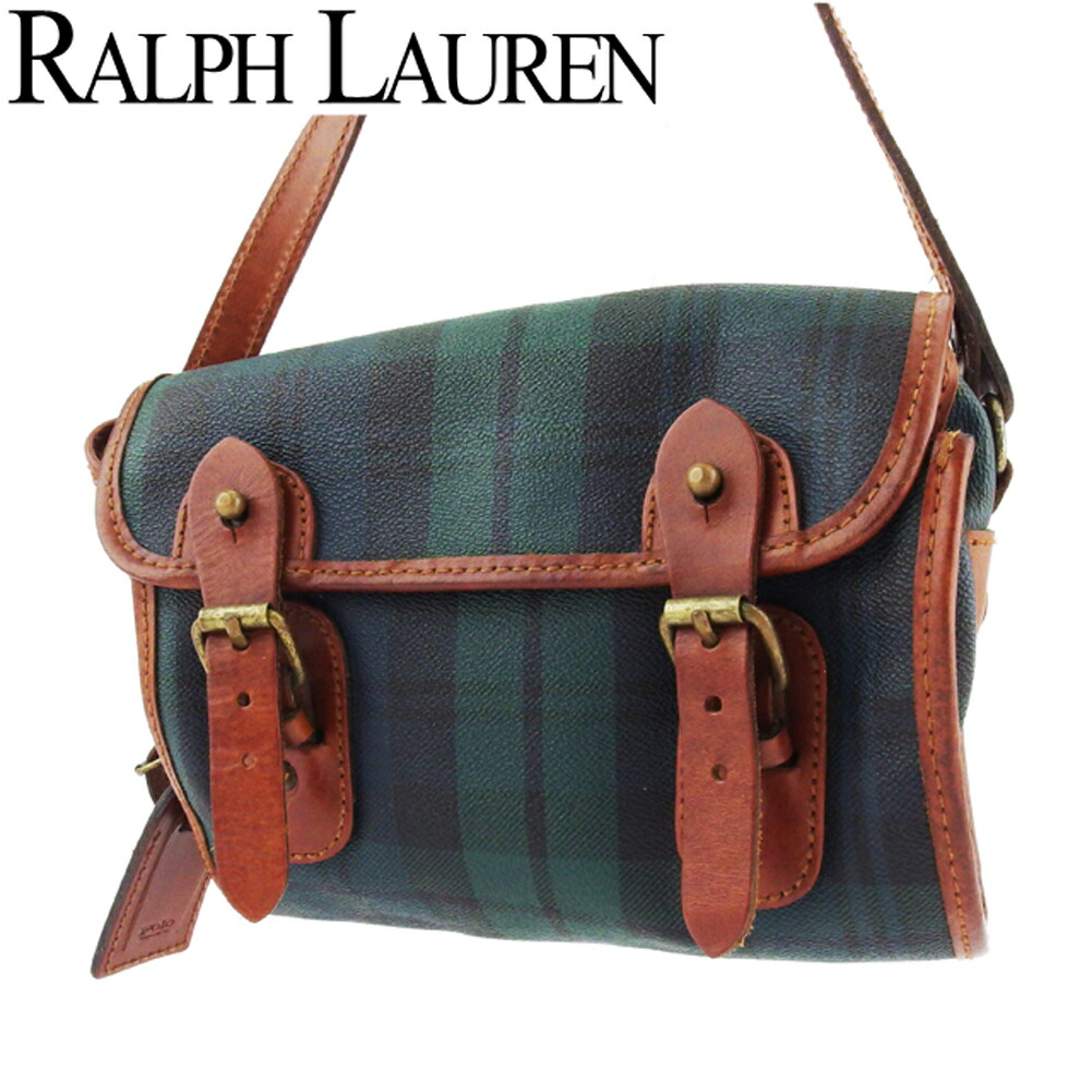 ショルダーバッグ メッセンジャーバッグ ショルダーバッグ ラルフローレン ポロ 中古 マラソン バック L3315 Lauren Ralph Polo Pvc レザー ブラウン系 ネイビー グリーン チェック メンズ レディース バック バッグ 斜めがけショルダー 世界の