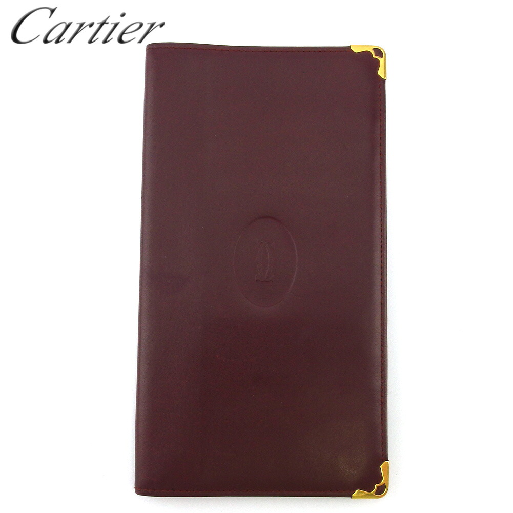 【雨季得SALE★21％OFFクーポン券】カルティエ 長紙入れ 紙入れ レディース メンズ 船檣伝達ルート ボルドーワイン ゴールド なめし革 Cartier l3354s 【中古】 ブランド名 ご機嫌ブランド名 ヴィンテージ 貨物輸送無料