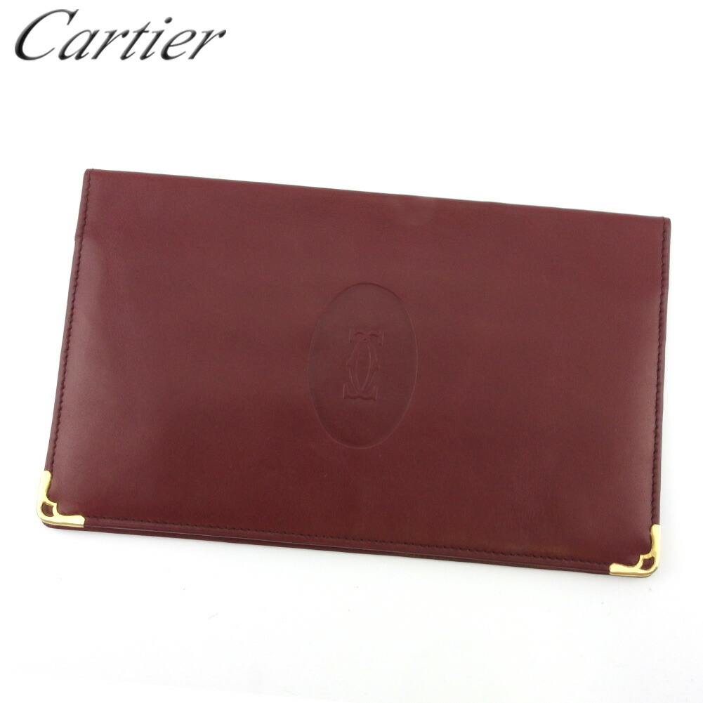 【決算前SALE★50％OFF引き換え証】カルティエ 長紙入れ 紙入れ レディース メンズ 帆柱生産ライン ボルドーワイン ゴールド なめし革 Cartier l3355s 【中古】 ブランド名 ご機嫌ブランド名 ヴィンテージ 貨物輸送無料