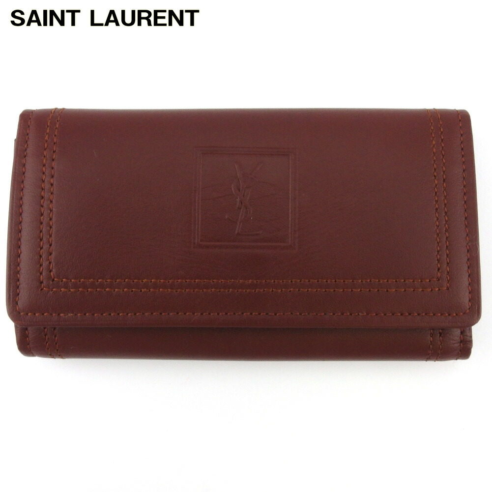 ✨極美品✨YSLサンローラン　4連キーケース　キャビアスキン　Vステッチ　ピンク YSL サンローランブラックキーケース