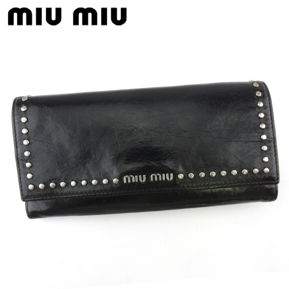 MIUMIU ミュウミュウ ラウンドファスナー 長財布 ブラック レディース ミュウ ミュウ ラウンドファスナー長財布 レディース Miu Miu