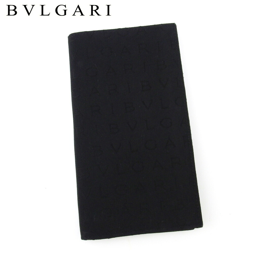 【Fashion Special Fair★24％OFFクーポン】ブルガリ 長札入れ 札入れ メンズ ロゴマニア ブラック キャンバス×レザー BVLGARI t19247s 【中古】 ブランド ハイブランド ヴィンテージ 送料無料