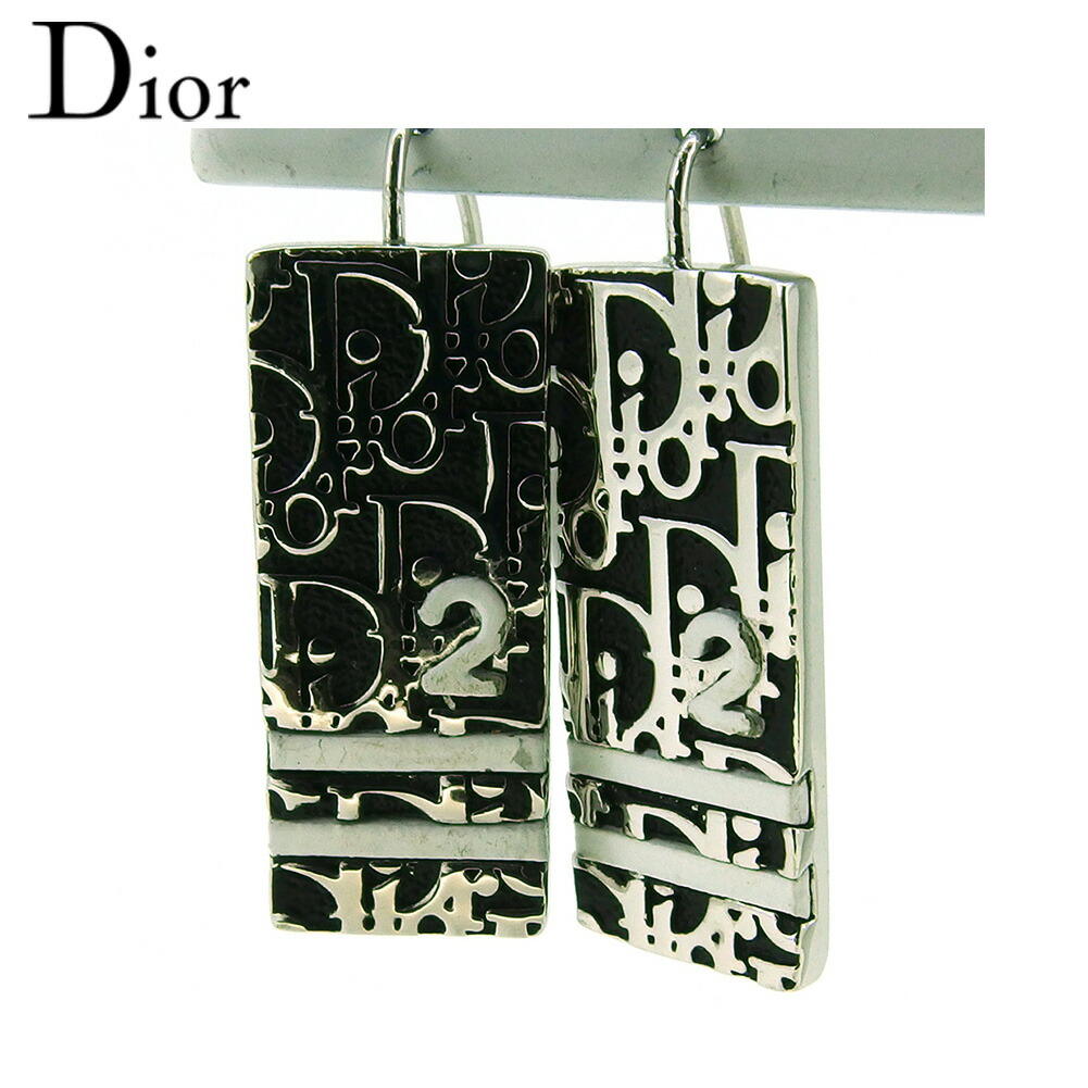 クリスチャンディオール　Christian Dior トロッター柄　ピアス トロッターロゴピアス シルバー ヴィンテージ|ディオール Dior