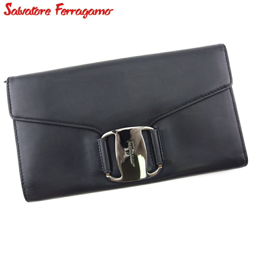 【未使用に近い】サルヴァトーレフェラガモ 長財布 総柄 ロゴ L字ファスナー 黒 未使用に近い】サルヴァトーレフェラガモ 長財布 総柄 ロゴ L字
