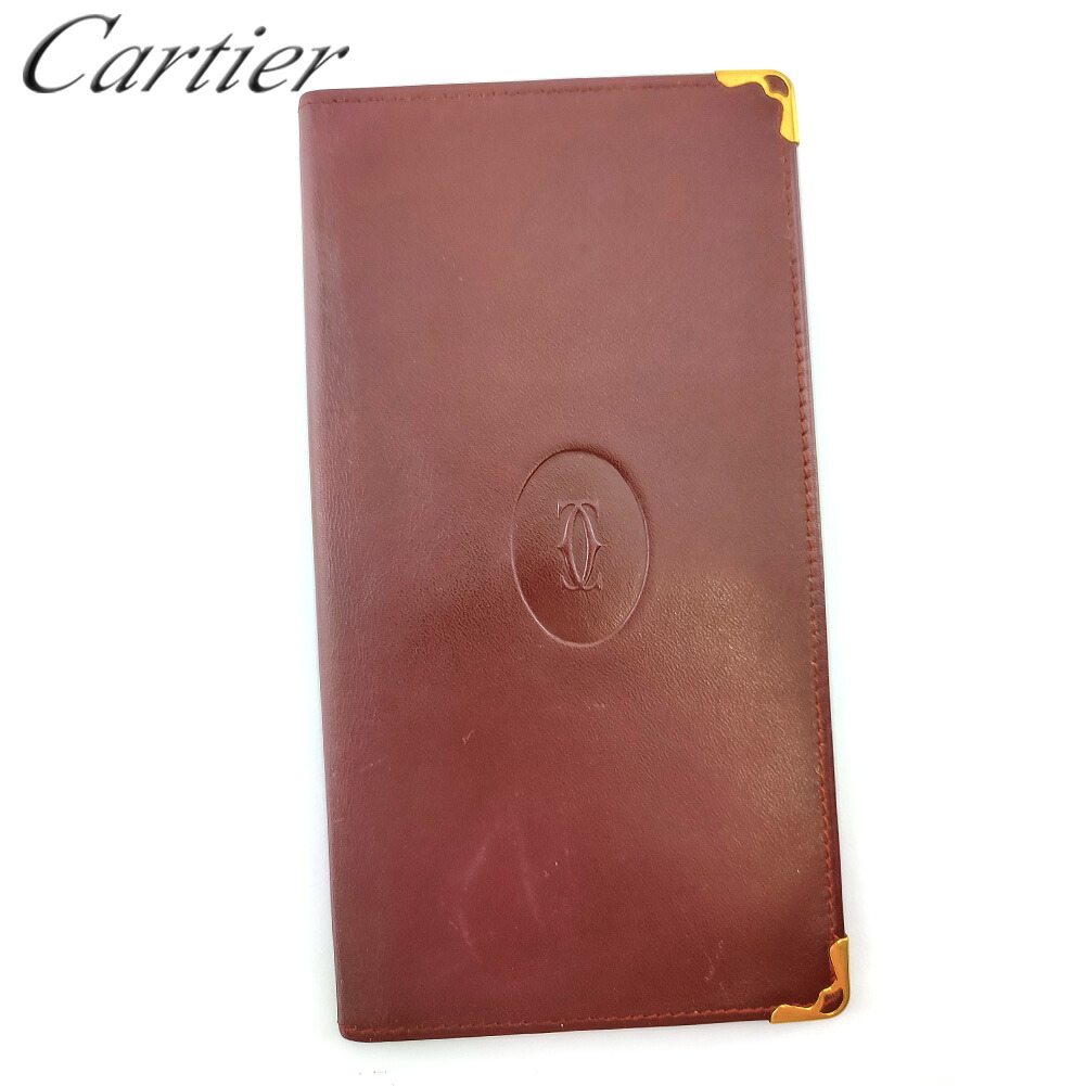 【雨季得SALE★21％OFFクーポン券】【中古】 カルティエ 長紙入れ 紙入れ レディース メンズ 船檣伝達ルート ボルドーワイン ゴールド なめし革 Cartier T20093 ブランド名 ご機嫌ブランド名 ヴィンテージ 貨物輸送無料
