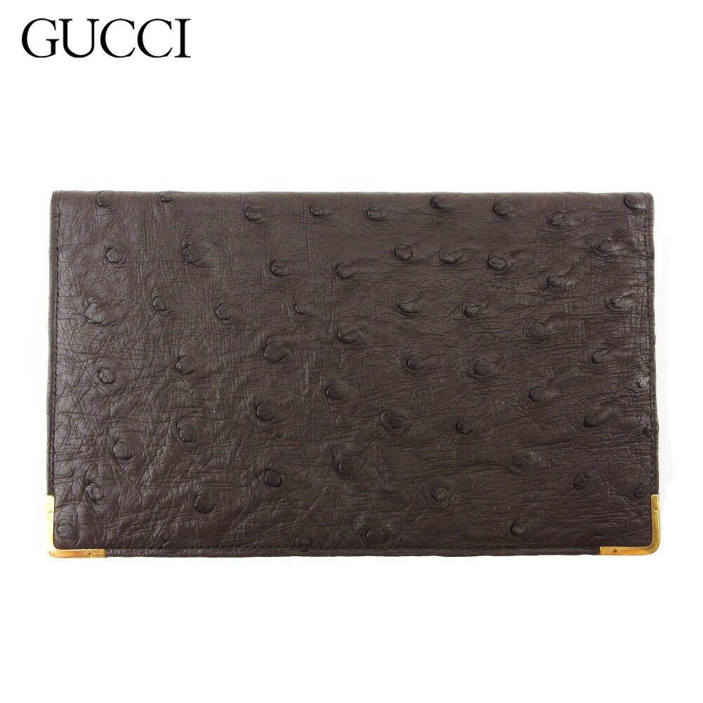 【雨季得SALE★21％OFFクーポン券】グッチ 長紙入れ 紙入れ レディース メンズ 年寄りのグッチ 駝鳥 赤銅色 ゴールド オーストリッチレザー GUCCI T20145 【中古】 ブランド名 ご機嫌ブランド名 ヴィンテージ 貨物輸送無料