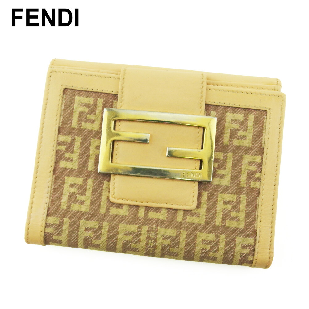 【雨季得SALE★21％OFFクーポン券】フェンディ W引っかかり 紙入れ ブランド名紙入れ さいふ 二つ折り ミニ紙入れ レディース 逃げ口 夏 科目 ベージュ サクラ色 赤銅色 帆布×なめし革 ズッキーノ 貨物輸送無料 【中古】 t20204 ブランド名 ご機嫌ブランド名 ヴィンテージ