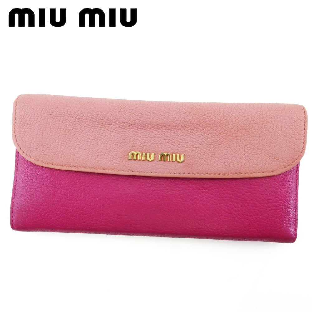 楽天市場】ミュウミュウ MIU MIU 長財布 リボン サーモンピンク