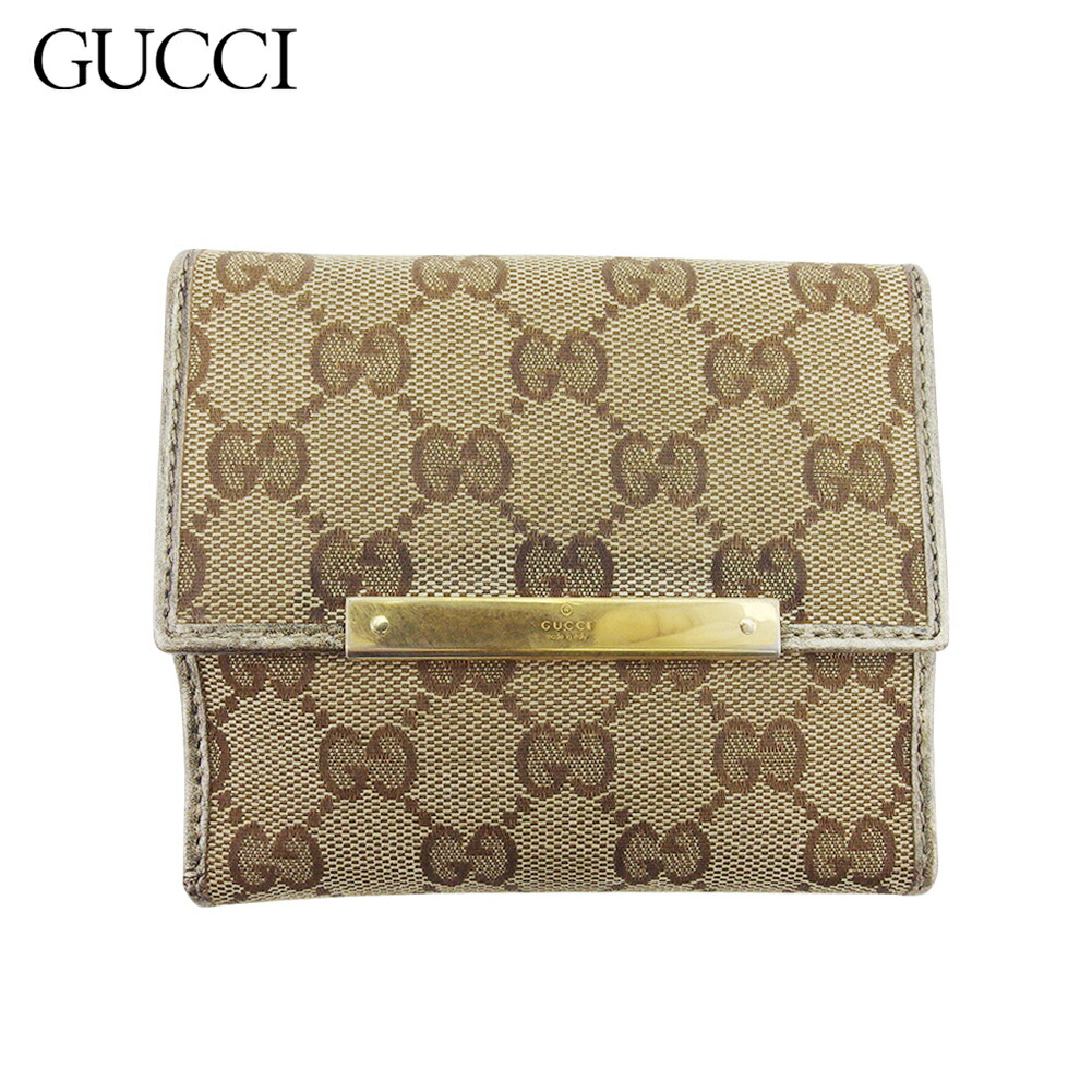 GUCCI 二つ折り財布 ベージュ GGキャンバス GUCCI グッチ 財布 二つ折り ダイアナ ジャンボGG コンパクト