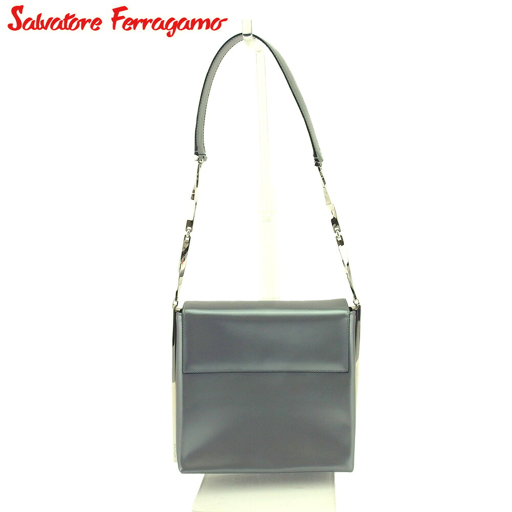 【Fashion Special Fair★24％OFFクーポン】【中古】 サルヴァトーレ フェラガモ ショルダーバッグ ワンショルダー バッグ レディース スクエア シルバー グレー 灰色 レザー Salvatore Ferragamo T20629 ブランド ハイブランド ヴィンテージ 送料無料