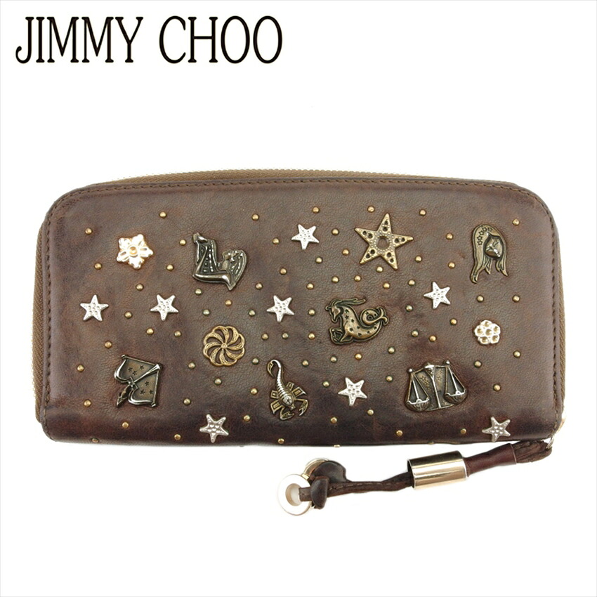 【雨季得SALE★21％OFFクーポン券】ジミーチュウ 長紙入れ ブランド名紙入れ さいふ ラウンドジッパー 紙入れ レディース 逃げ口 夏 科目 赤銅色 ゴールド しろがね色 辰宿 なめし革 ゾディアック 貨物輸送無料 【中古】 t20718 ブランド名 ご機嫌ブランド名 ヴィンテージ