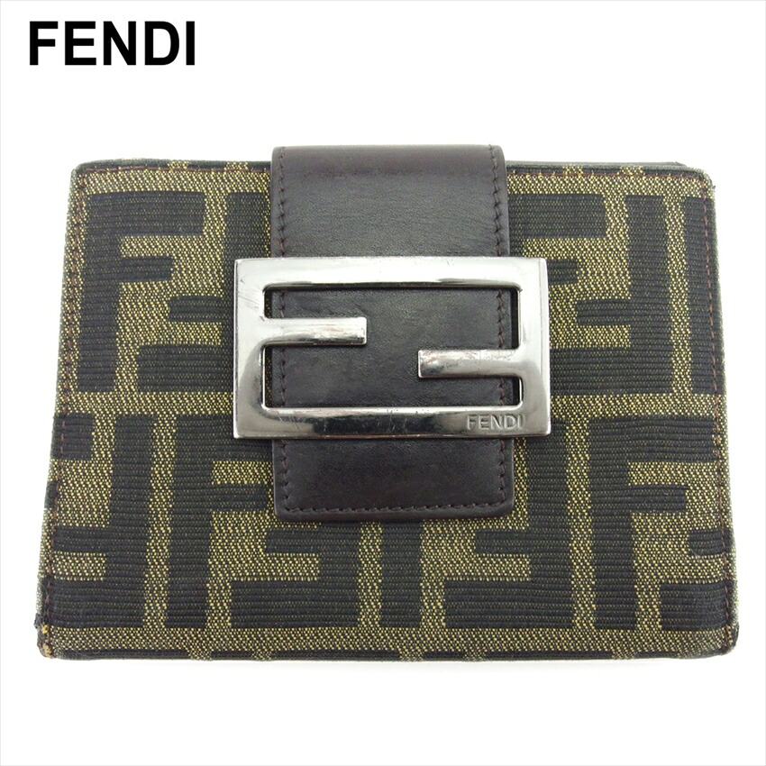 フェンディ　ズッカ柄　美品　FFロゴ　長財布　レザー　キャンバス　ビンテージ FENDI フェンディ 長財布 ズッカ柄 キャンバス×レザー ブラウン