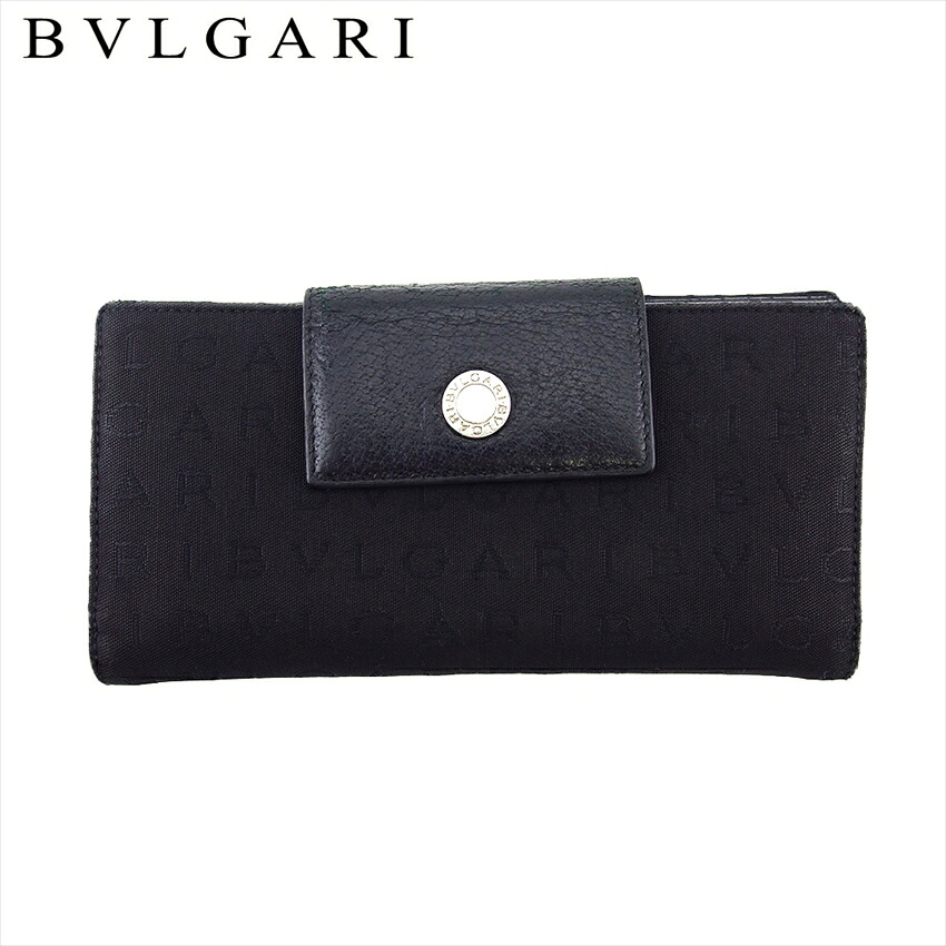 【百貨店SALE★最大限度50％OFF】ブル小峡谷 長紙入れ ブランド名紙入れ さいふ W引っかかり 三つ折り 紙入れ レディース メンズ 黒いこと しろがね色 帆布×なめし革 ロゴタイプ気違い 【中古】 c4273 ブランド名 ご機嫌ブランド名 ヴィンテージ 貨物輸送無料