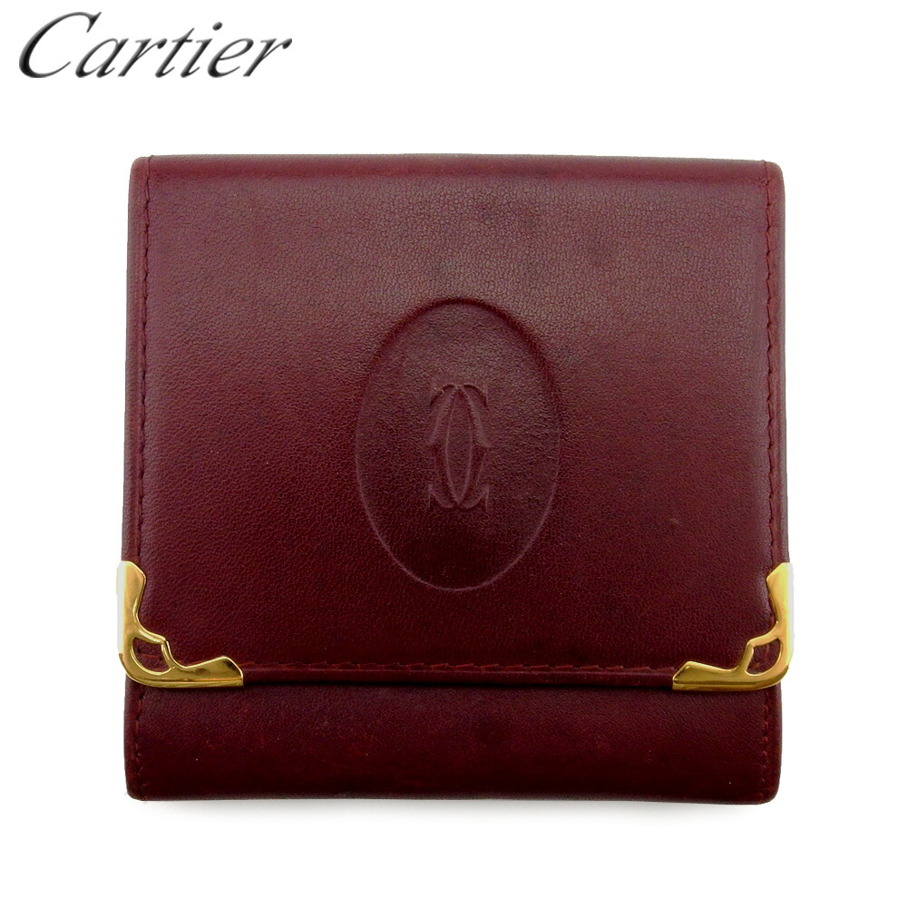 【百貨店SALE★最大限度50％OFF】【中古】 カルティエ コインケース 御釣り入れ レディース メンズ 船檣伝達ルート ボルドーワイン ゴールド なめし革 Cartier T21620 ブランド名 ご機嫌ブランド名 ヴィンテージ 貨物輸送無料
